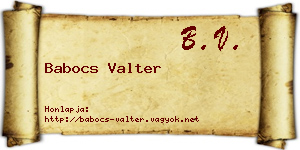 Babocs Valter névjegykártya